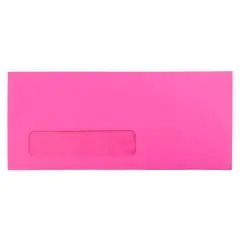 JAM Paper 4" x 9.5" Colored Business Window Envelopes, 50ct. Ultra Fuchsia Hot Pink
