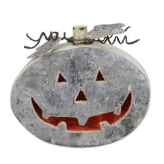 9.25" Gray LED Jack-O-Lantern Halloween Table Top Decoration