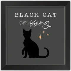Black Cat Halloween Print in Black Frame