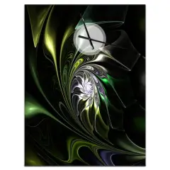 Designart 'Multi Colored Green Stained Glass Modern Rectangular Wall Clock