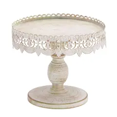 White Iron Farmhouse Cake Stand, 9" x 10" x 10"