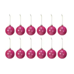 Hello Honey&reg; 12 Pack 3" Pink Glitter Glass Ball Ornaments