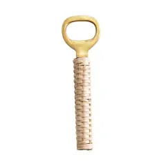 Hello Honey&reg; 6" Brass & Bamboo Bottle Opener with Handle