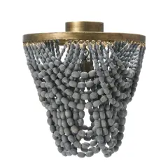 Hello Honey&reg; 2-Tier Draped Wood Bead Semi-Flush Mount Ceiling Light Light Gray