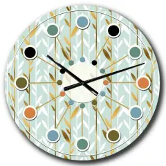 Designart 'Golden Foliage I Mid-Century Modern Wall Clock