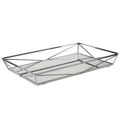 Home Details Chrome Geometric Mirrored Vanity Tray
