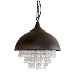 Hello Honey&reg; 15" Antiqued Bronze Chandelier with Hanging Crystals