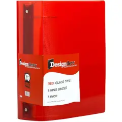 JAM Paper Designders&reg; 3" Red Plastic 3 Metal Ring Binder
