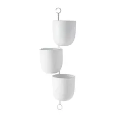 25" White Metal Contemporary 3-Pot Hanging Planter