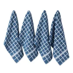 DII&reg; Solid Windowpane Terry Dishtowels, 4ct. Blue