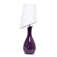 Elegant Designs&trade; 2.5ft. Curved Purple Ceramic Table Lamp with White Shade