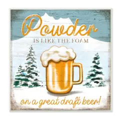 Stupell Industries Powder Like Foam Phrase Winter Mountain Beer Glass,12" x 12"