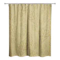 Mustard Yellow Large Leaves Shower Curtain
