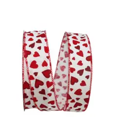 Reliant 1.5" x 20yd. Hearts Tossed Wired Ribbon