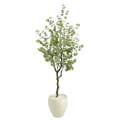 5ft. Eucalyptus Artificial Tree in White Planter