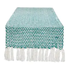 DII&reg; 108" Woven Fringed Table Runner Teal