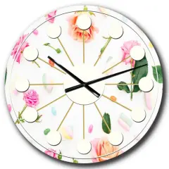 Designart Floral Botanical Retro VI Mid-Century Modern Wall Clock