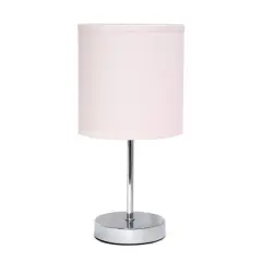 Creekwood Home Nauru 12" Brushed Nickel Petite Metal Stick Table Lamp Blush Pink