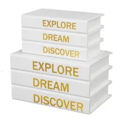 Explore, Dream, Discover Canvas Book Box Set White