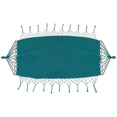 100" x 41" Hammock with Netted Fringe & Wooden Bars Green