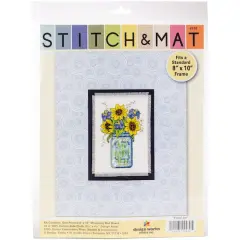 Design Works&trade; Stitch & Mat Floral Jar Counted Cross Stitch Kit