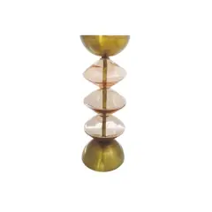 Hello Honey&reg; Reclaimed Glass & Metal Decorative Pillar Candle Holder Gold/Pink