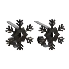 Haute Decor Matte Black Original MantleClips with Snowflake Icon, 2ct.