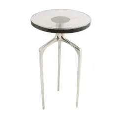 22" Accent Table with Textured Glass Tabletop Silver
