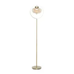 Gold Iron Contemporary Floor Lamp, 14" x 14" x 9"