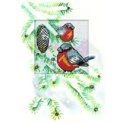 Orchidea Complete Counted Cross Stitch Kit - Greetings Card Bullfinches