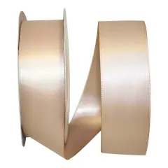 JAM Paper 1.5"x 50yd. Double Face Satin Ribbon Tan