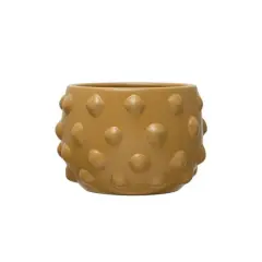 Hello Honey&reg; 6.5" Matte Dijon Terra Cotta Planter with Raised Dots