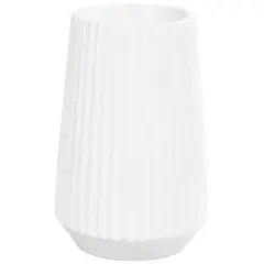 Large White Ribbed Resin Floor Vase