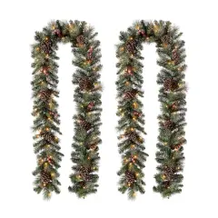 Glitzhome&reg; 9ft. LED Glittered Pinecone Christmas Garlands, 2ct.