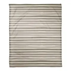 Watercolor Stripes Coral Fleece Blanket Brown/White