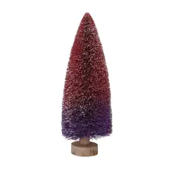 Hello Honey&reg; 11" Purple & Burgundy Ombre Bottle Brush Tree with Wood Base and Glitter