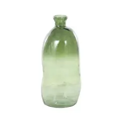 Green Recycled Glass Abstract Handmade Curved Ombre Spanish Bottle Vase