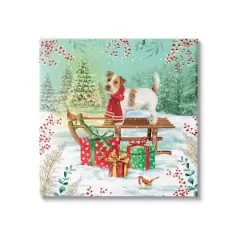Stupell Industries Puppy On Sled Christmas Gifts Canvas Wall Art