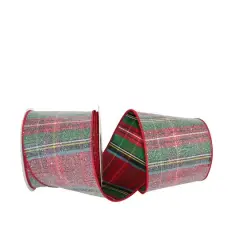 JAM Paper 4" x 10yd. Frosted Wired Alford Plaid Ribbon