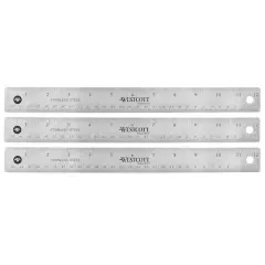 Westcott&reg; 12" Stainless Steel Office Ruler with Non Slip Cork Base, 3ct.
