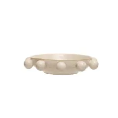 9.75" Cream Reactive Glaze Stoneware Bowl with Orbs