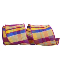 JAM Paper 4" x 10yd. Wired Dupioni Boarding Plaid Ribbon