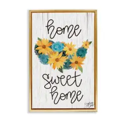 Stupell Industries Floral Americana Phrase Floater Framed Art Gold