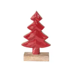 Hello Honey&reg; 8" Carved Red Enameled Mango Wood Tree with Base