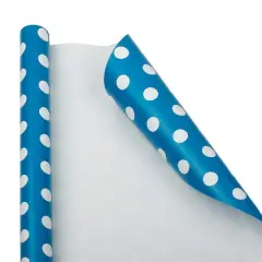 JAM Paper Polka Dot Gift Wrap Light Blue