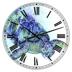 Designart 'Sea Turtle Oversized Cottage Wall Clock