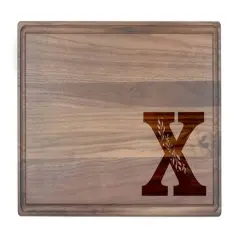 Floral Monogram Walnut Cutting Board X