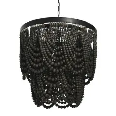 Hello Honey&reg; 27.5" 2-Tier Draped Wood Bead Chandelier Black