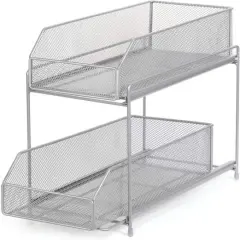 NEX&trade; Silver 2-Tier Sliding Basket Drawer Organizer
