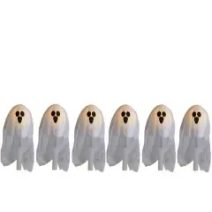 30" LED Lighted White Ghost Outdoor Halloween Lawn Stakes Set, 6ct.